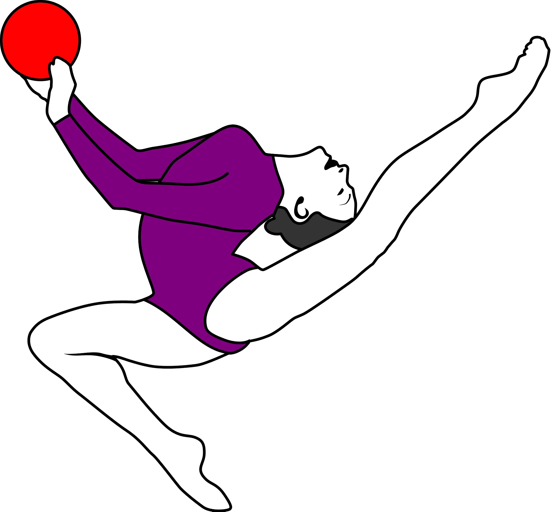 Dynamic Rhythmic Gymnastics Clipart Featuring Elegant Ball Performance Pose