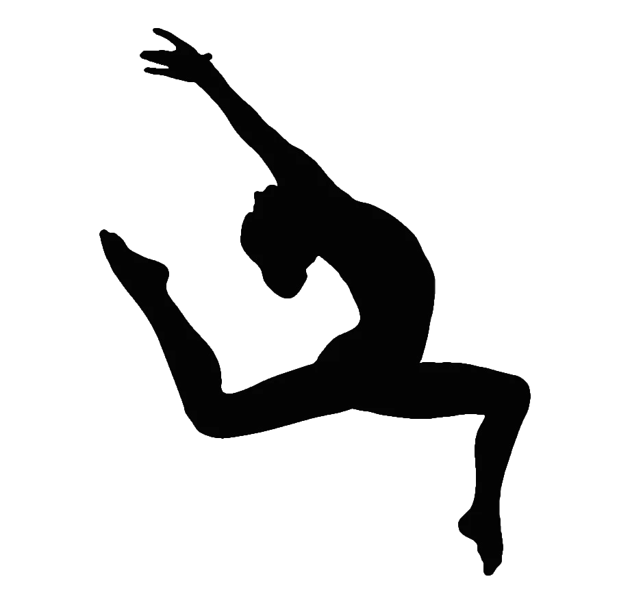 Dynamic Silhouette of a Graceful Gymnast Performing an Artistic Leap Clipart