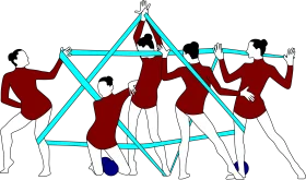 Dynamic Team Gymnastics Collaboration Clipart Illustrating Synchronized Movement