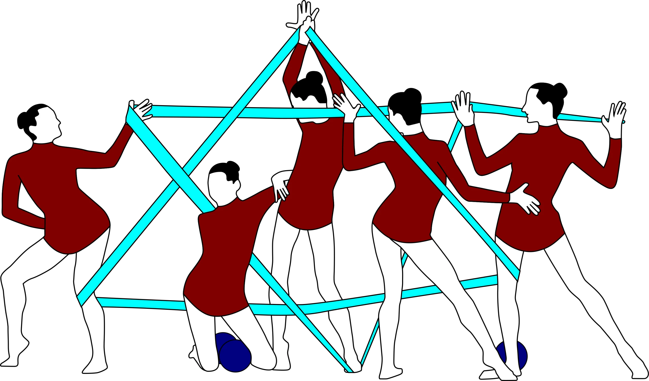 Dynamic Team Gymnastics Collaboration Clipart Illustrating Synchronized Movement