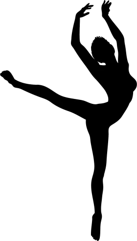 Elegant Ballet Dancer Silhouette Gymnastics Performance Dynamic Clipart Design