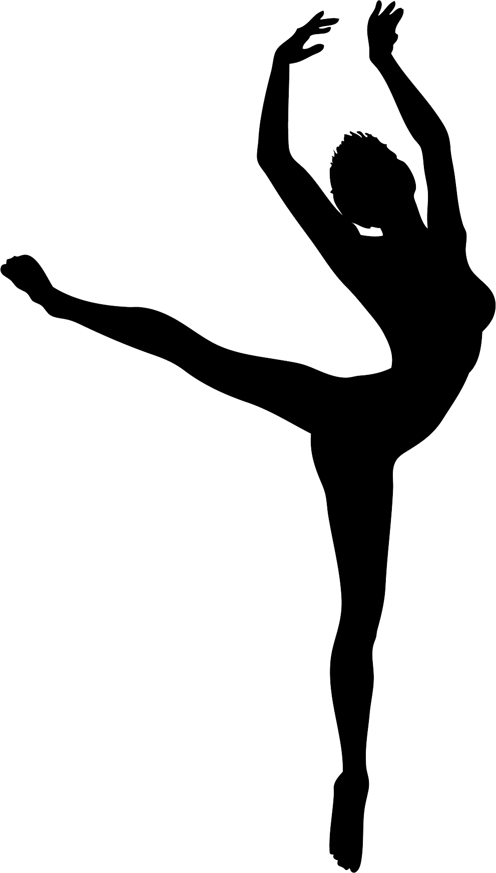 Elegant Ballet Dancer Silhouette Gymnastics Performance Dynamic Clipart Design