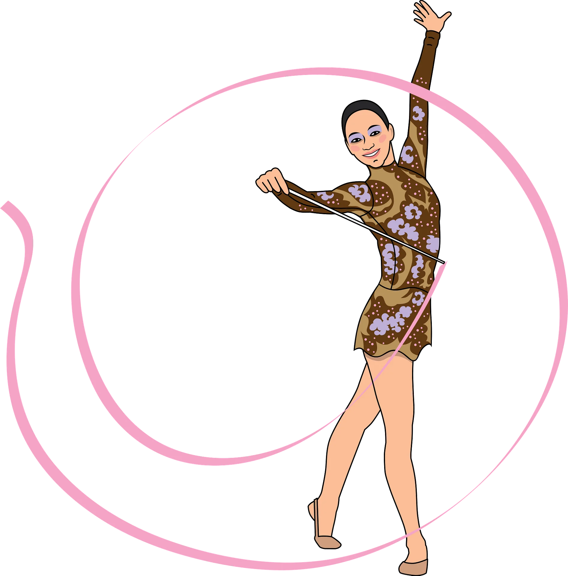Elegant Rhythmic Gymnastics Performance Clipart Illustration with Dynamic Pose