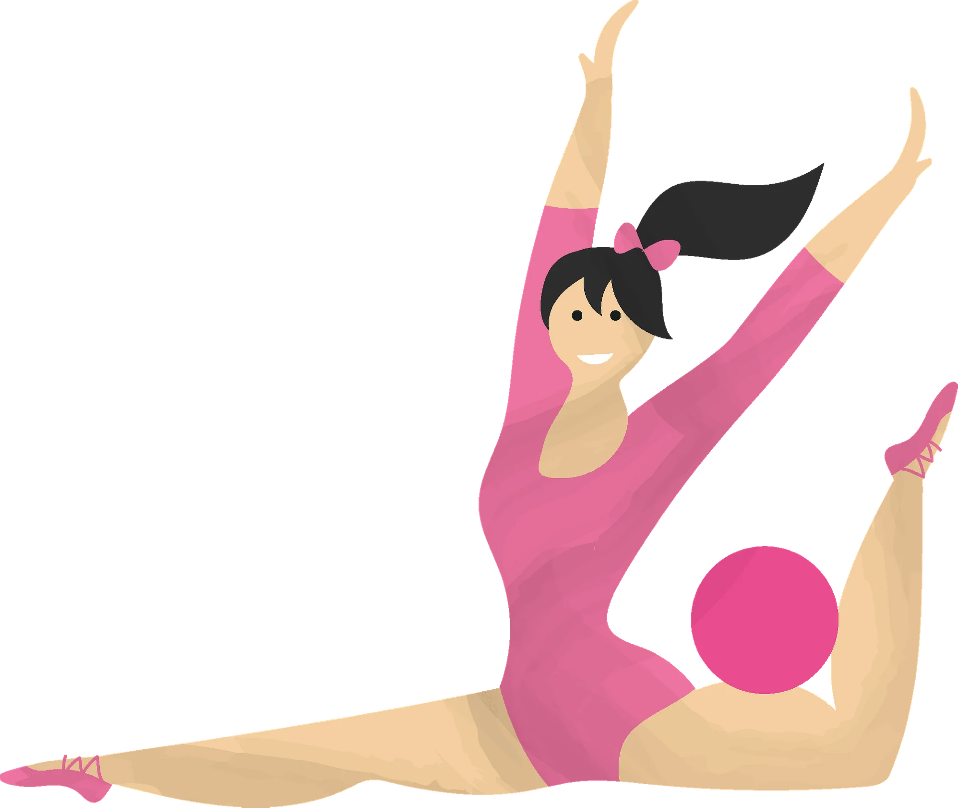 Elegant Rhythmic Gymnastics Performer with Ball Clipart Illustration