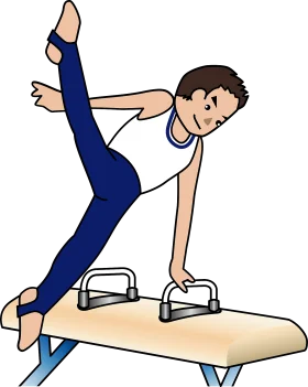 Energetic Male Gymnast Performing Parallel Bars Routine Gymnastics Clipart Illustration