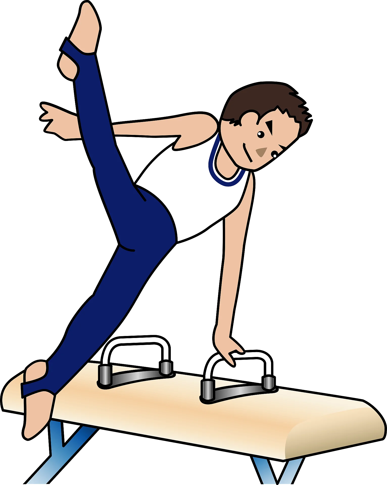 Energetic Male Gymnast Performing Parallel Bars Routine Gymnastics Clipart Illustration