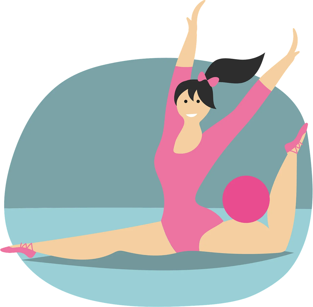 Graceful Gymnast in Pink Performance Gymnastics Stylized Clipart Illustration