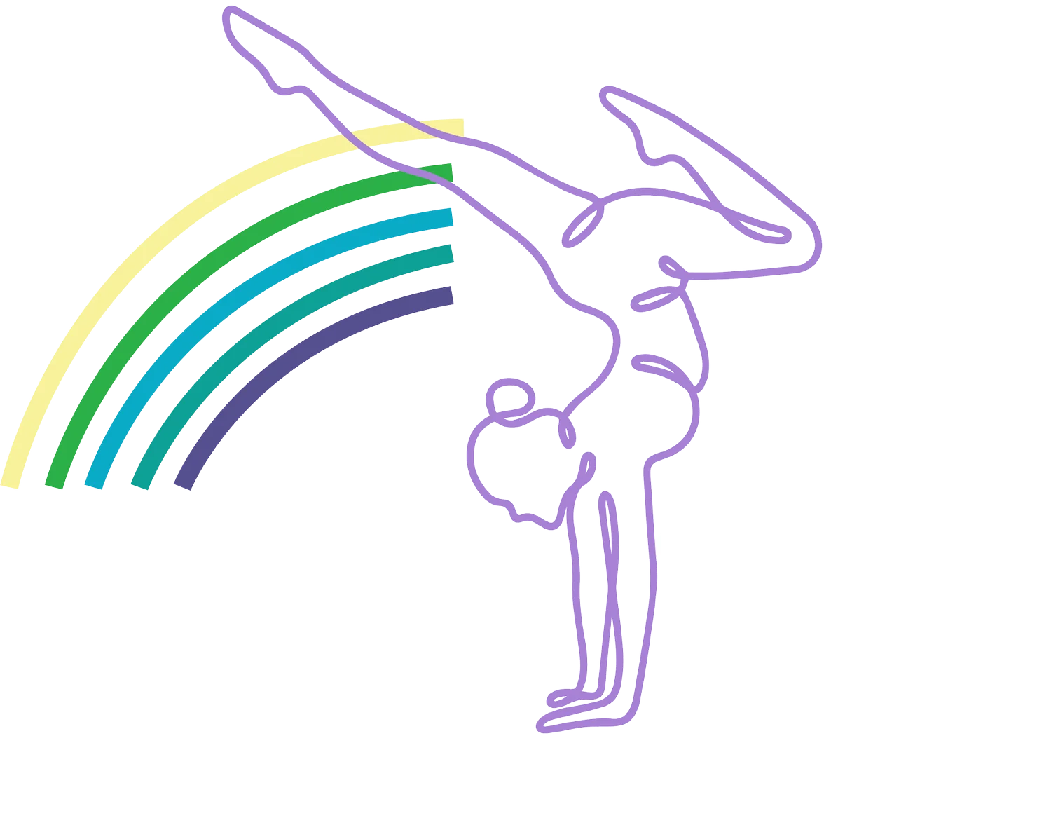 Graceful Gymnast Performing Handstand Near Rainbow Clipart Illustration