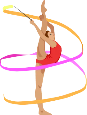 Graceful Rhythmic Gymnastics Performance Artistic Clipart Illustration