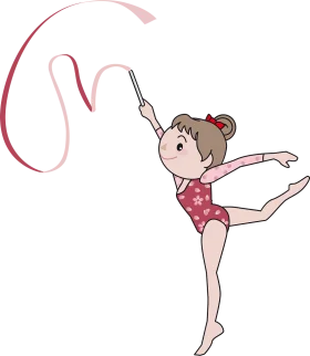 Graceful Rhythmic Gymnastics Ribbon Dance Clipart Illustration for Kids