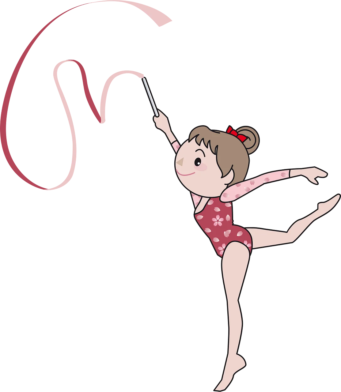 Graceful Rhythmic Gymnastics Ribbon Dance Clipart Illustration for Kids