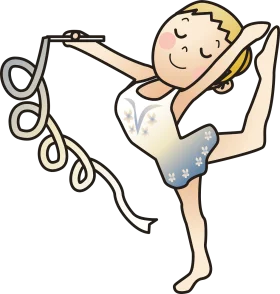 Graceful Rhythmic Gymnastics Ribbon Dance Clipart Illustration of Dynamic Performance