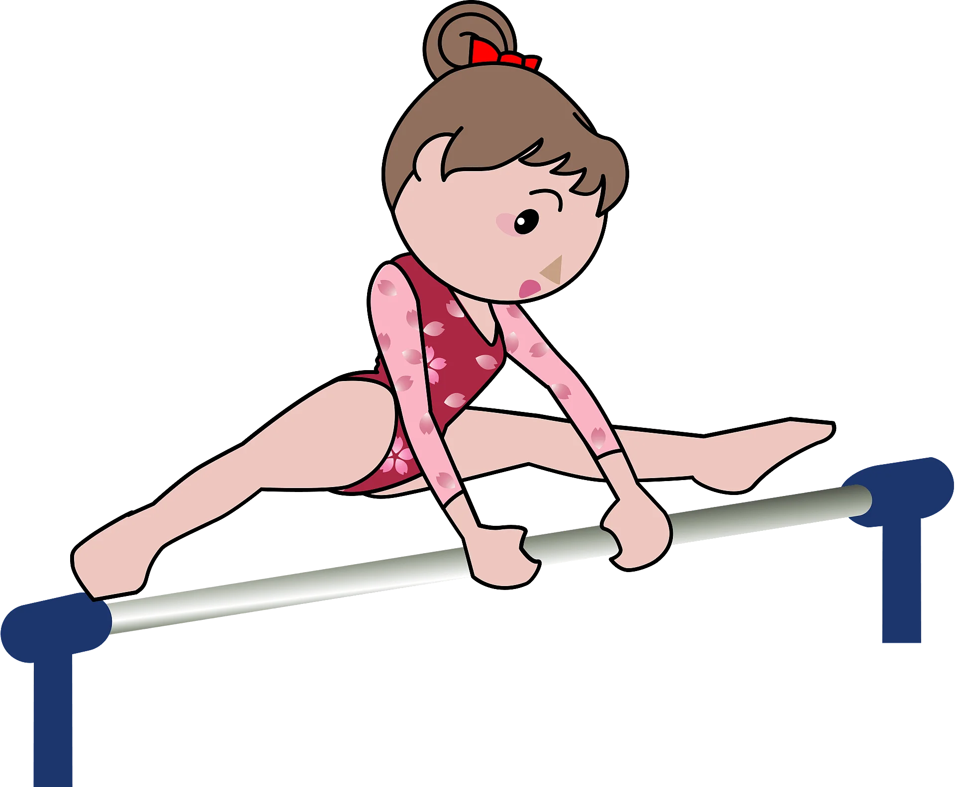 Young Gymnast Performing Graceful Balance Beam Routine Cartoon Clipart Illustration