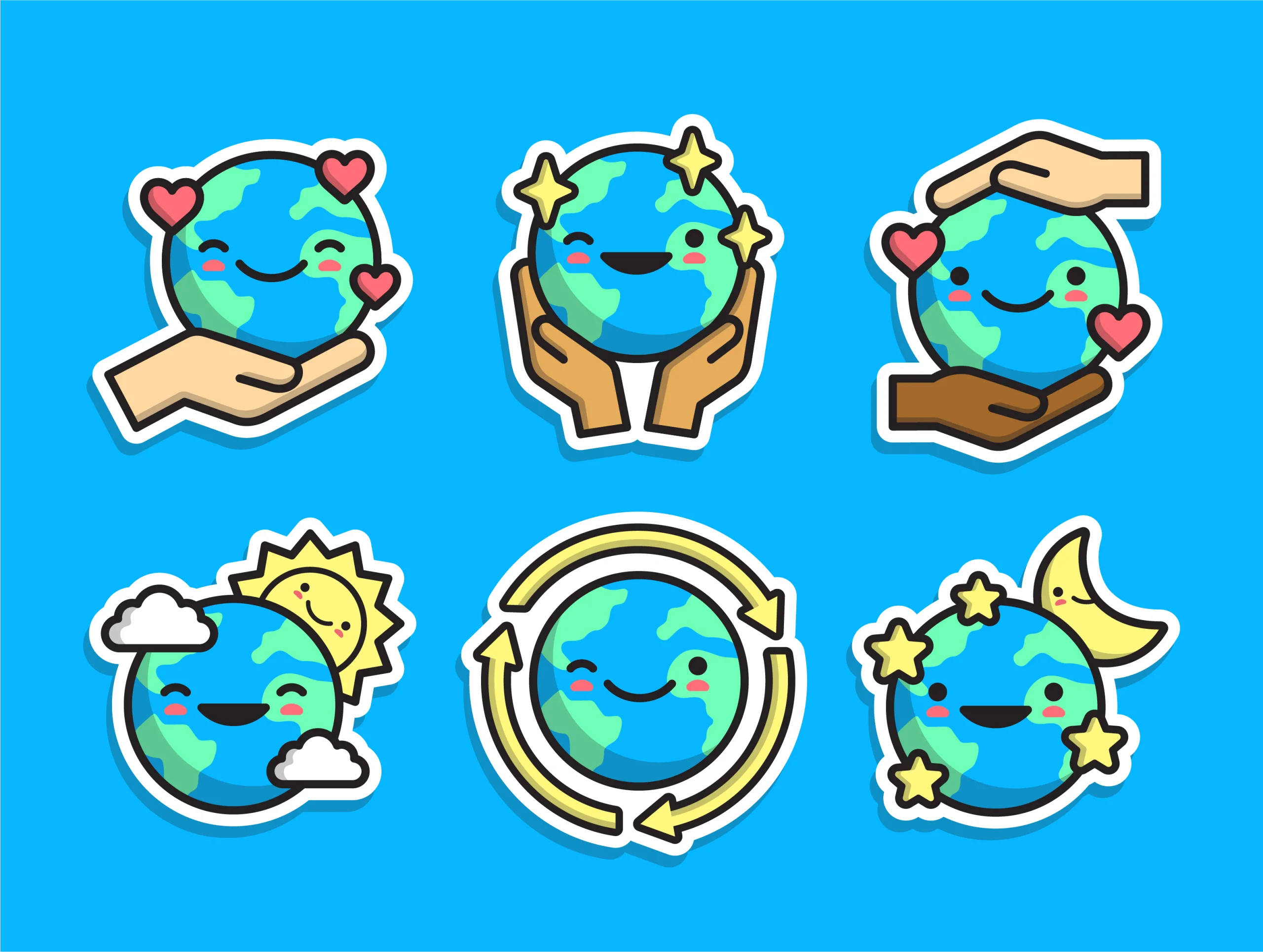 Adorable Earth Clipart Collection: Global Environment Emotions and Scenes
