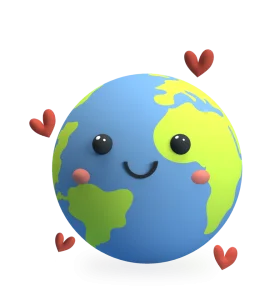 Adorable Kawaii Earth Clipart: Cute Cartoon Planet with Playful Expression