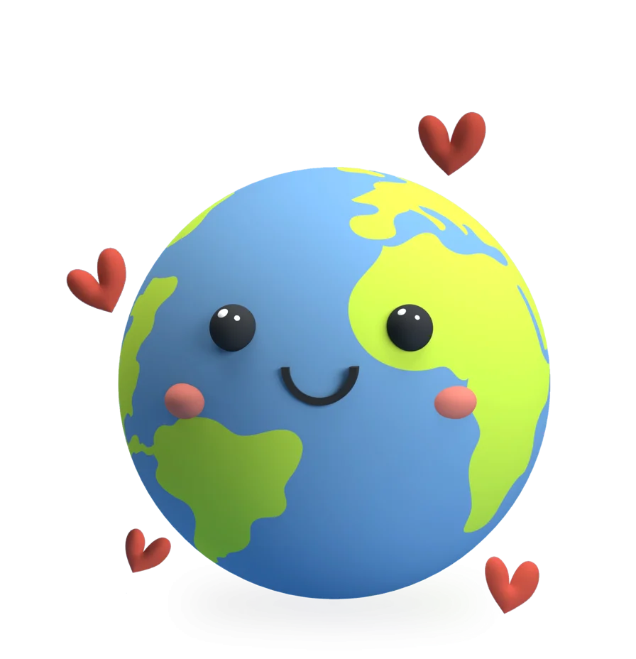 Adorable Kawaii Earth Clipart: Cute Cartoon Planet with Playful Expression