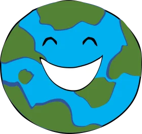 Cheerful Earth Clipart: Adorable Smiling Planet Illustration with Playful Expression