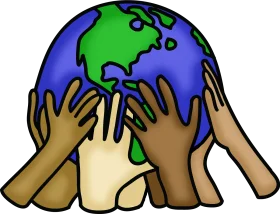 Compassionate Hands Supporting the Global Environment Earth Day Awareness Clipart