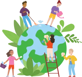Diverse Global Community Collaborating on Sustainable Earth Clipart Illustration