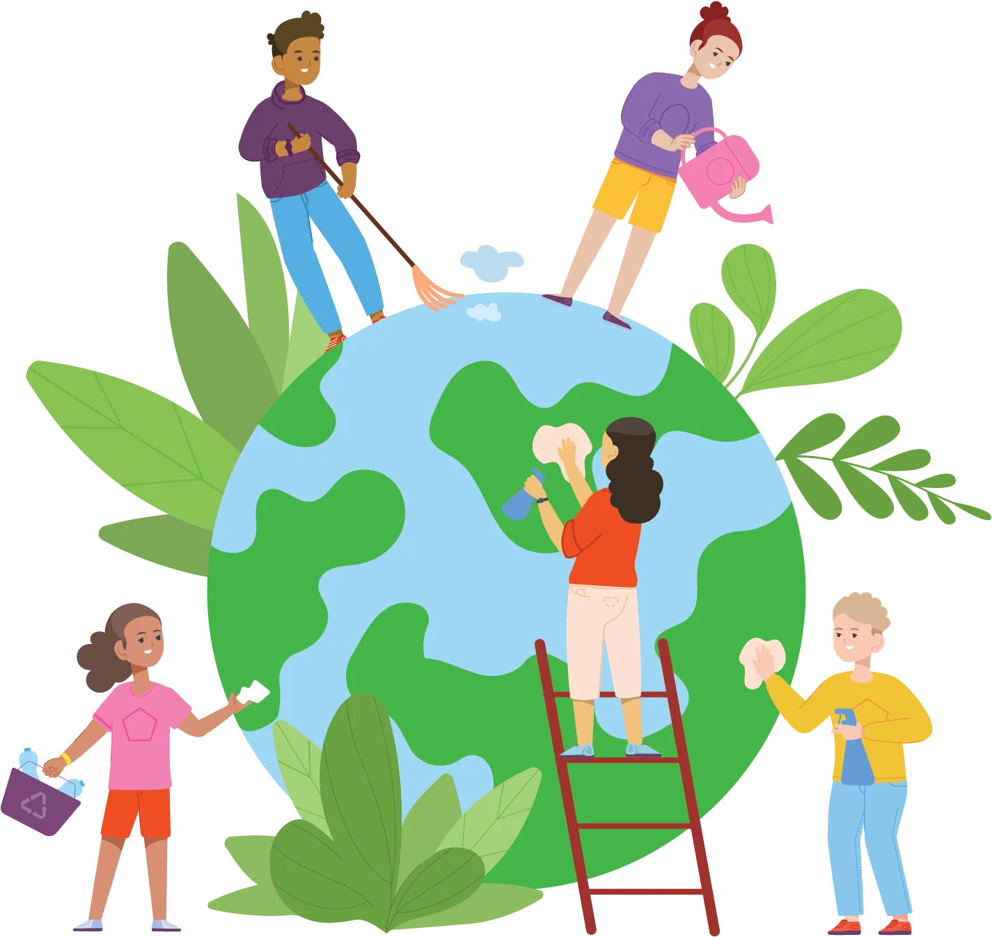 Diverse Global Community Collaborating on Sustainable Earth Clipart Illustration