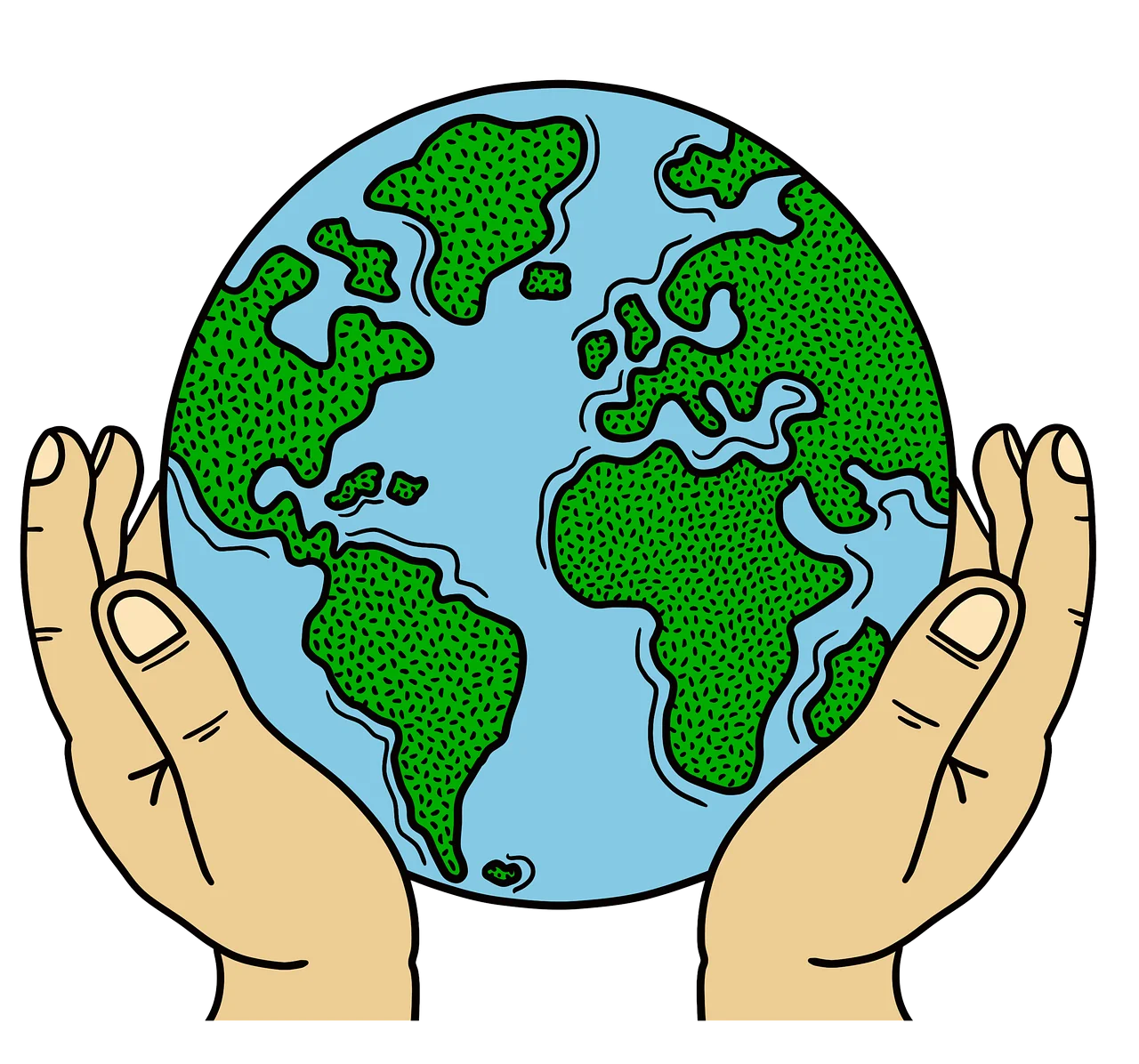 Gentle Hands Embracing Global Environment Preservation Earth Clipart Illustration