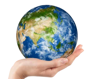 Nurturing Our Planet: A Delicate Globe Balanced Gently on a Human Hand Clipart