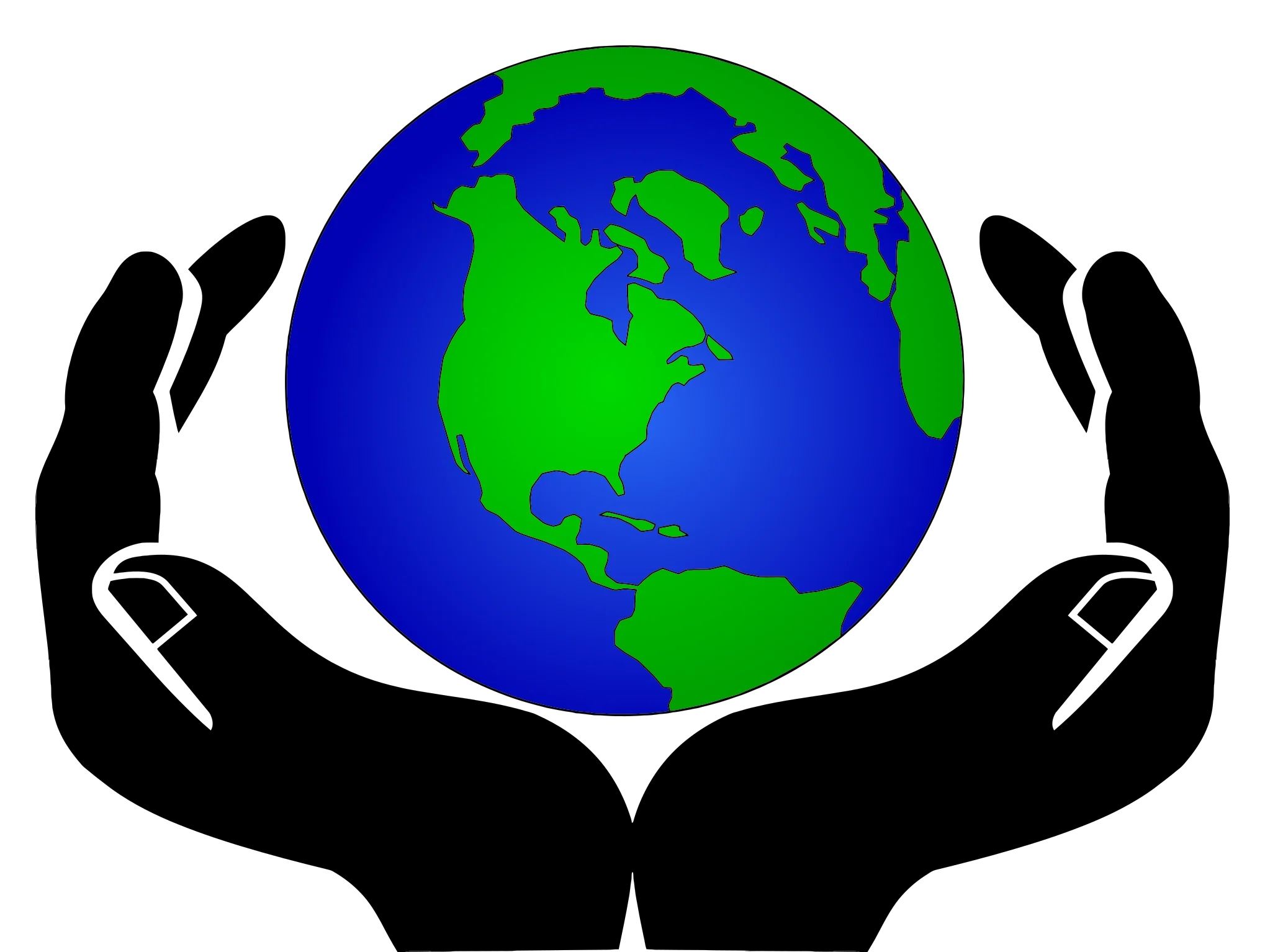 Protective Hands Embracing the Globe: A Symbolic Earth Preservation Clipart Design
