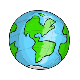 Simple Hand-Drawn Cartoon Earth Clipart Representing Global Connectivity