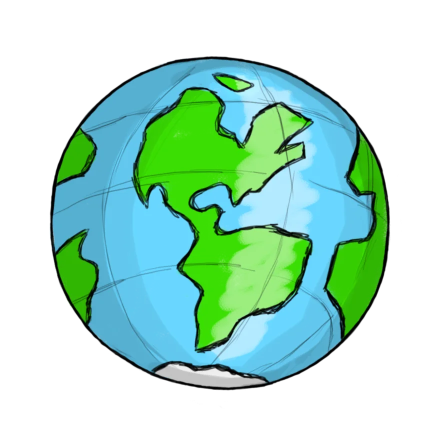 Simple Hand-Drawn Cartoon Earth Clipart Representing Global Connectivity