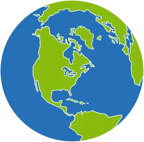 Simplified Earth Globe Clipart Showcasing Continents in Green and Blue Hues
