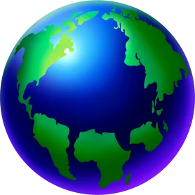 Stylized Green and Blue Earth Clipart: Continents and Oceans Illustrated Globe
