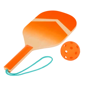 Bright Orange Pickleball Paddle and Perforated Ball Sporty Clipart Design