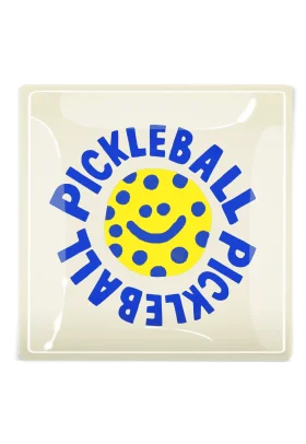 Cheerful Pickleball Clipart Smiley Paddle Design with Bold Typography