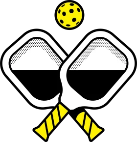 Dynamic Pickleball Paddles and Ball Minimalist Clipart Design