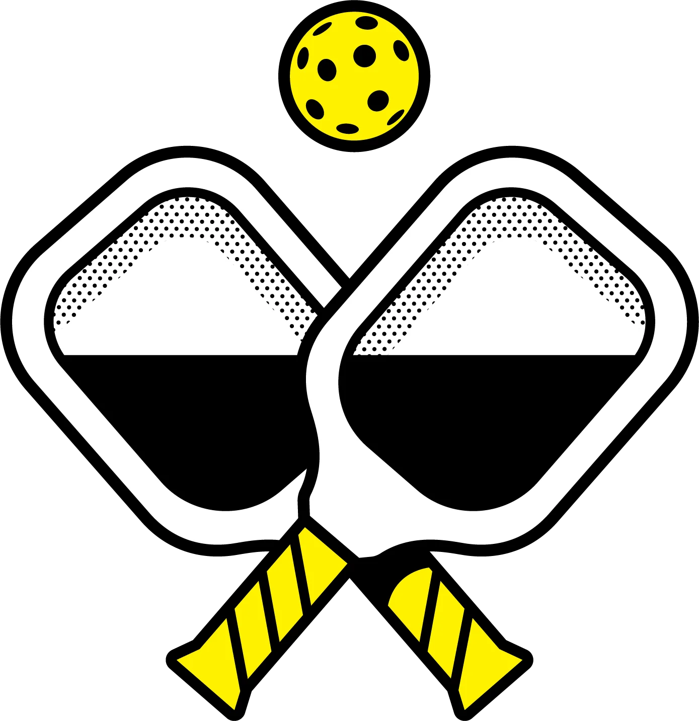 Dynamic Pickleball Paddles and Ball Minimalist Clipart Design