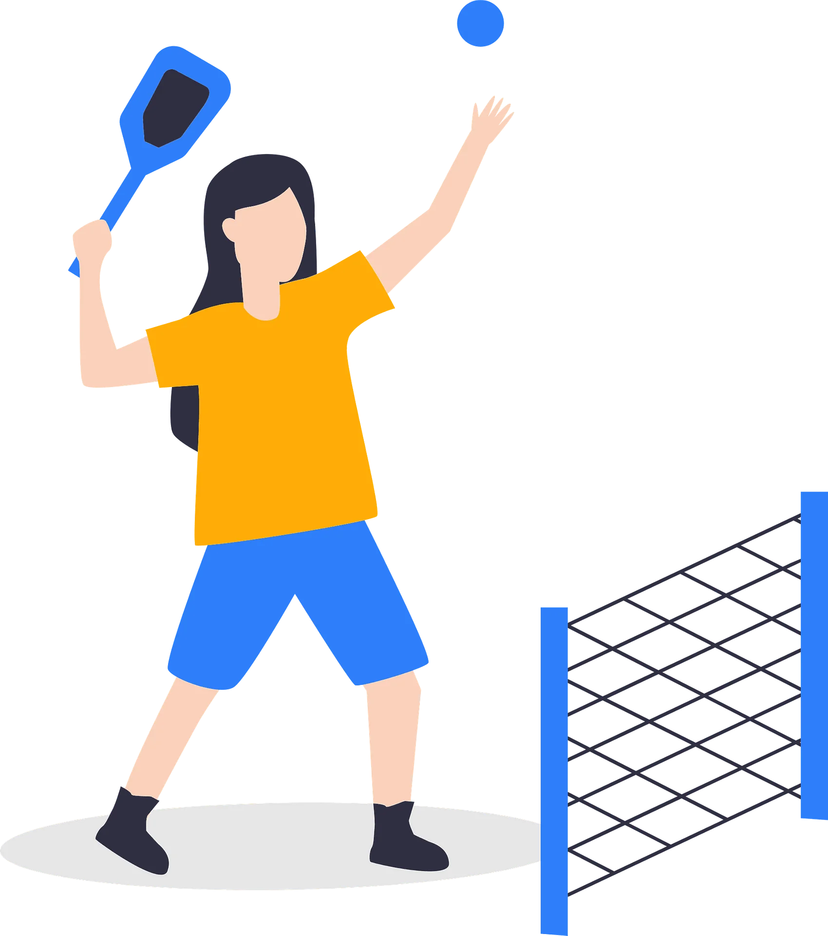 Dynamic Pickleball Player Clipart Illustration with Paddle and Ball Action