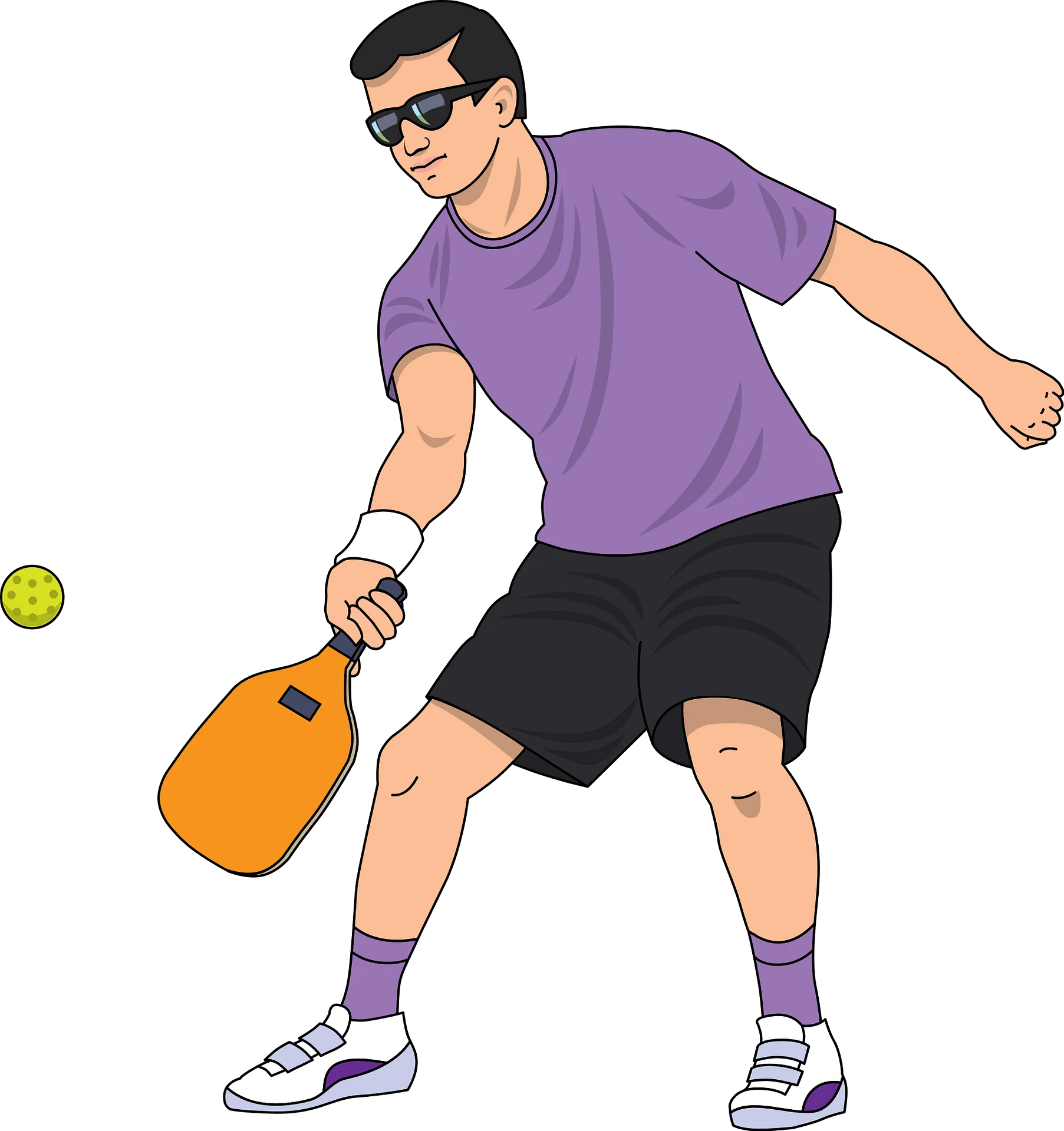 Dynamic Pickleball Player in Action Clipart - Sporty Athletic Stance