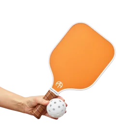 Energetic Orange Pickleball Paddle and Perforated Ball Clipart Illustration