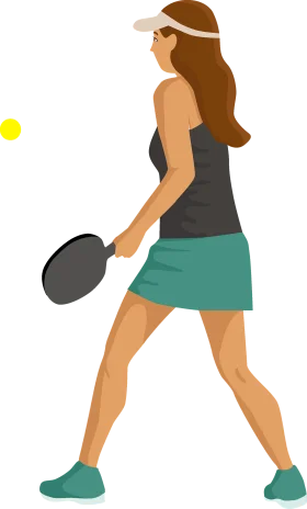 Female Pickleball Player in Action Stylish Sporty Clipart Illustration