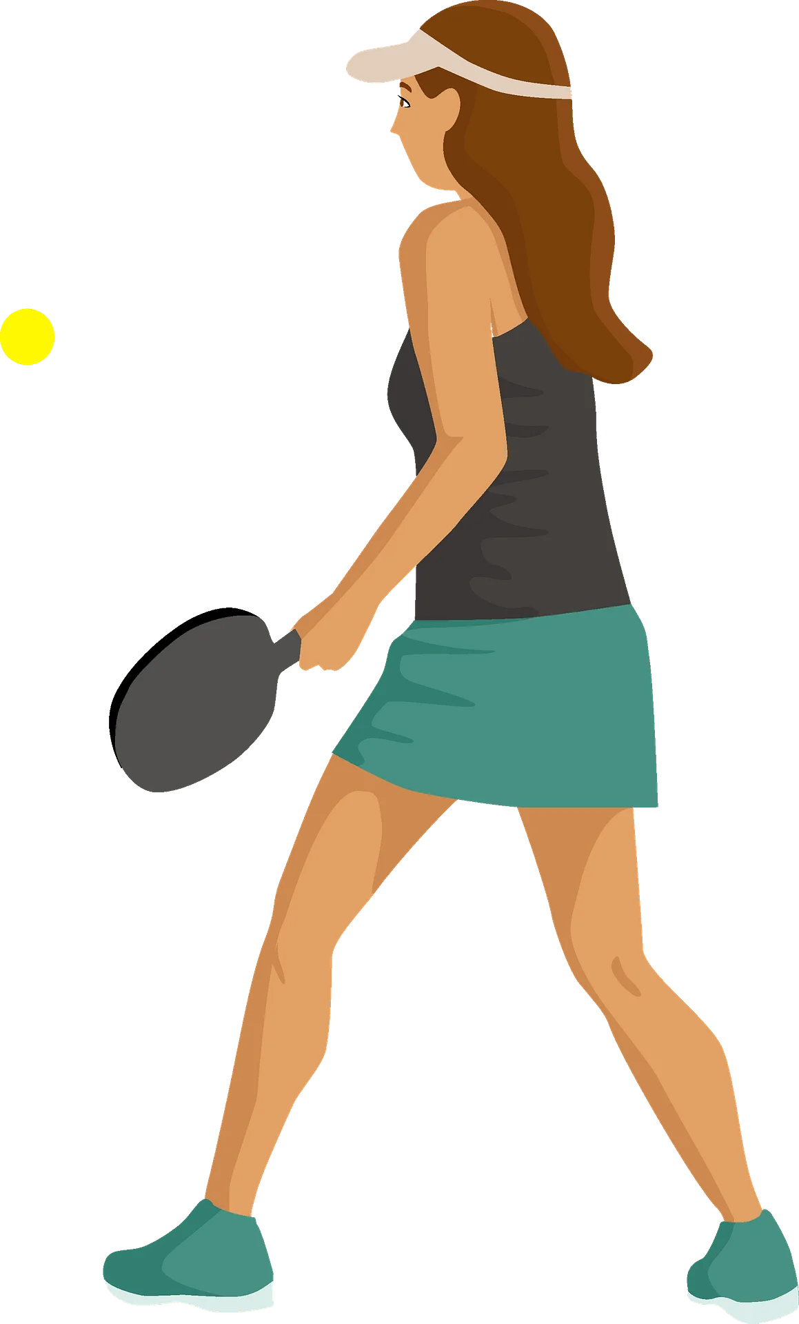 Female Pickleball Player in Action Stylish Sporty Clipart Illustration