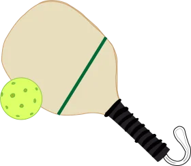 Minimalist Pickleball Paddle and Neon Green Ball Stylized Clipart Design