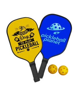 Pickleball Paddle Clipart Illustration with Playful Yellow and Blue Design