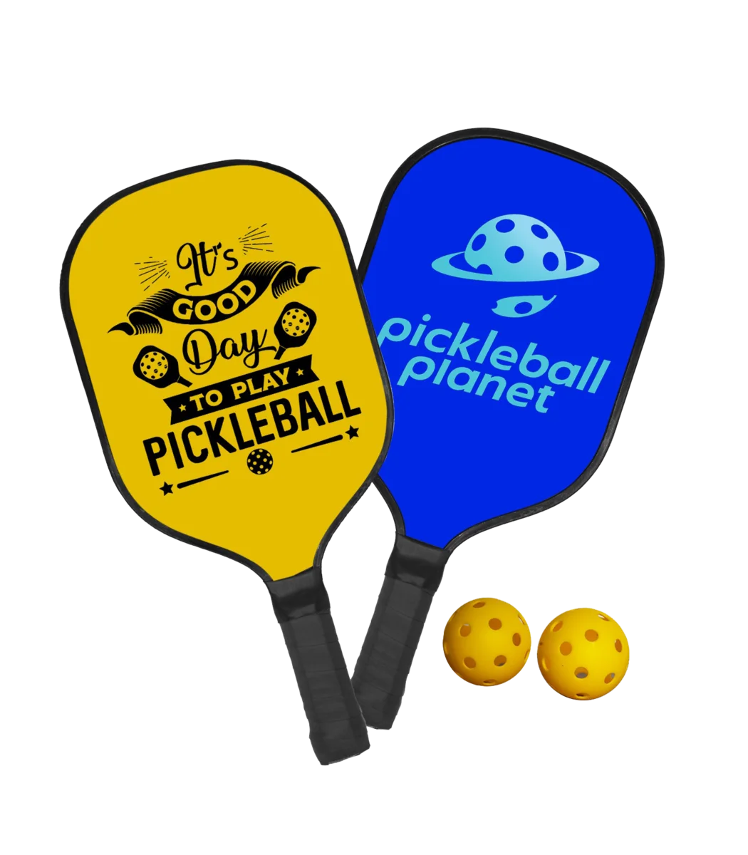 Pickleball Paddle Clipart Illustration with Playful Yellow and Blue Design