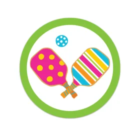Playful Pickleball Paddles Clipart with Colorful Geometric Design
