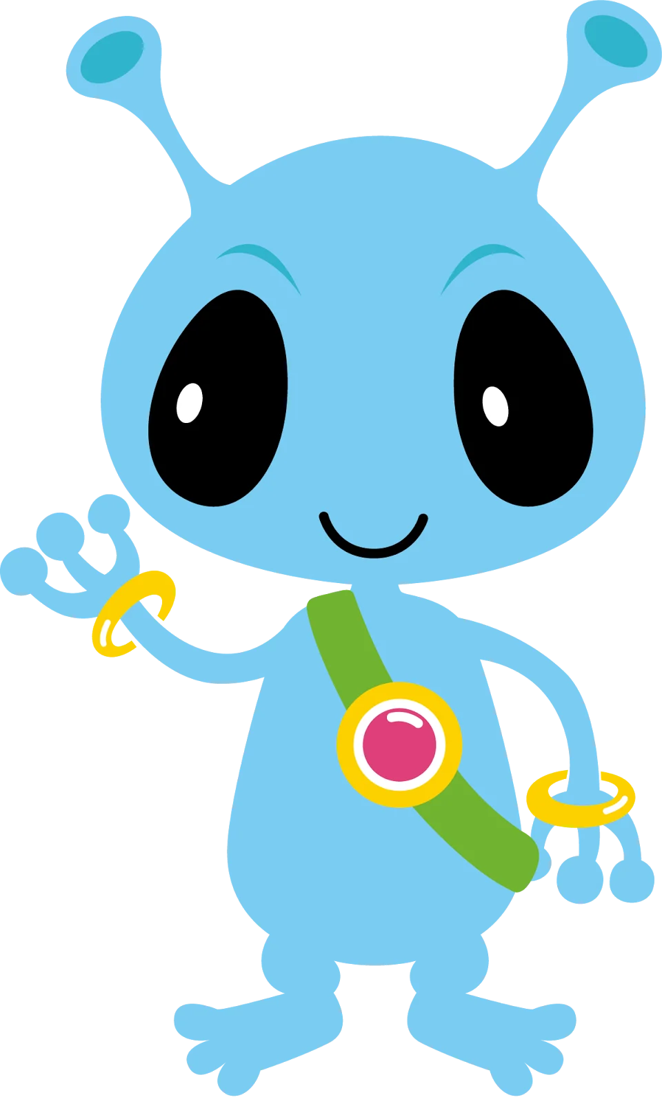 Adorable Blue Alien Clipart Character with Cheerful Expression and Space Gear