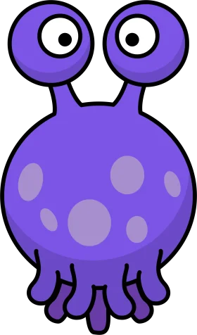 Adorable Purple Extraterrestrial Creature Clipart with Whimsical Design