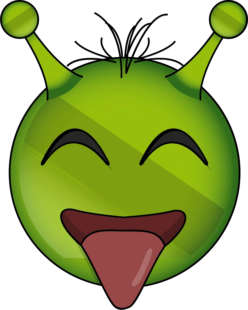 Cheerful Green Extraterrestrial Smiley Alien Clipart with Playful Expression