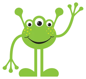 Cheerful Three-Eyed Green Alien Clipart Character with Friendly Smile
