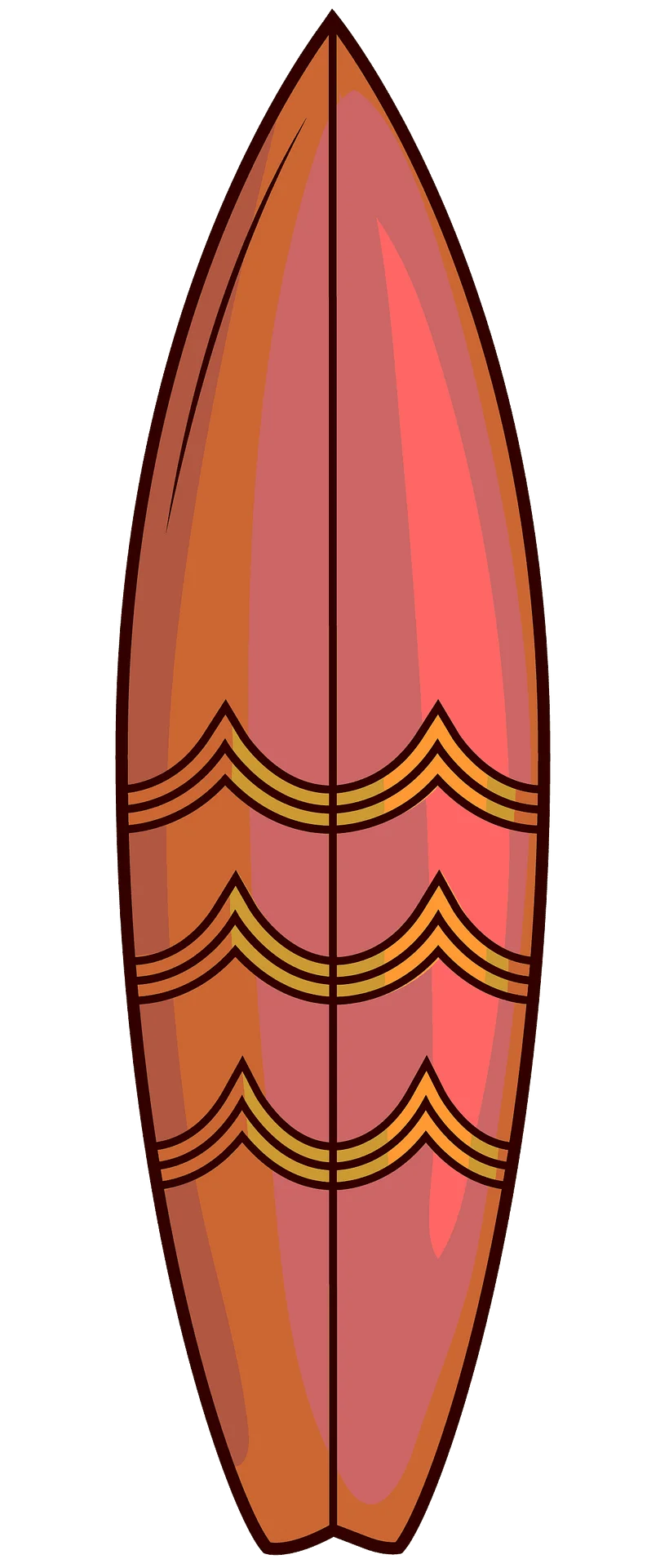 Classic Geometric Surfboard Clipart with Vintage Military-Inspired Chevron Design