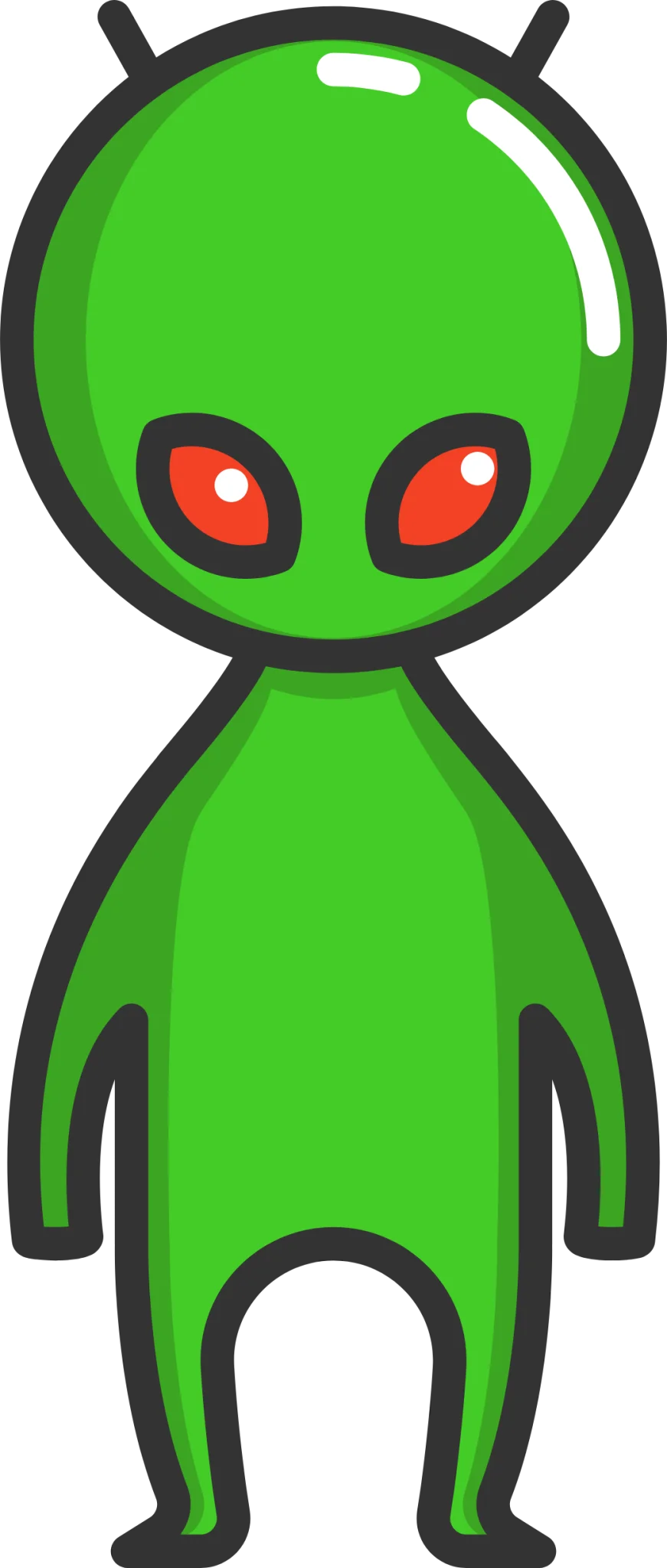 Cute Green Extraterrestrial Character Minimalist Alien Clipart Design